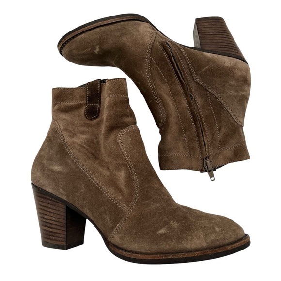 Paul Greene Jax Suede Block Heel Ankle Booties - Picture 3 of 11